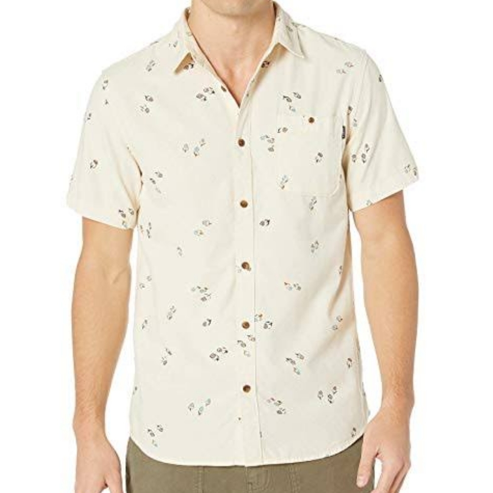 O'Neill Boys Shirt Short Sleeve Beige Floral Print Size M